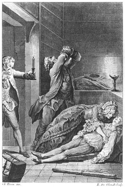 Jean Calas (1698-1762) discovering his dead son by Charles Joseph Dominique Eisen
